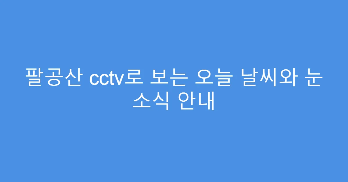 팔공산 cctv로 보는 오늘 날씨와 눈 소식 안내