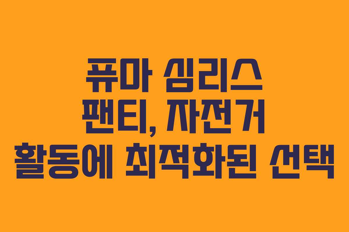 퓨마 심리스 팬티, 자전거 활동에 최적화된 선택