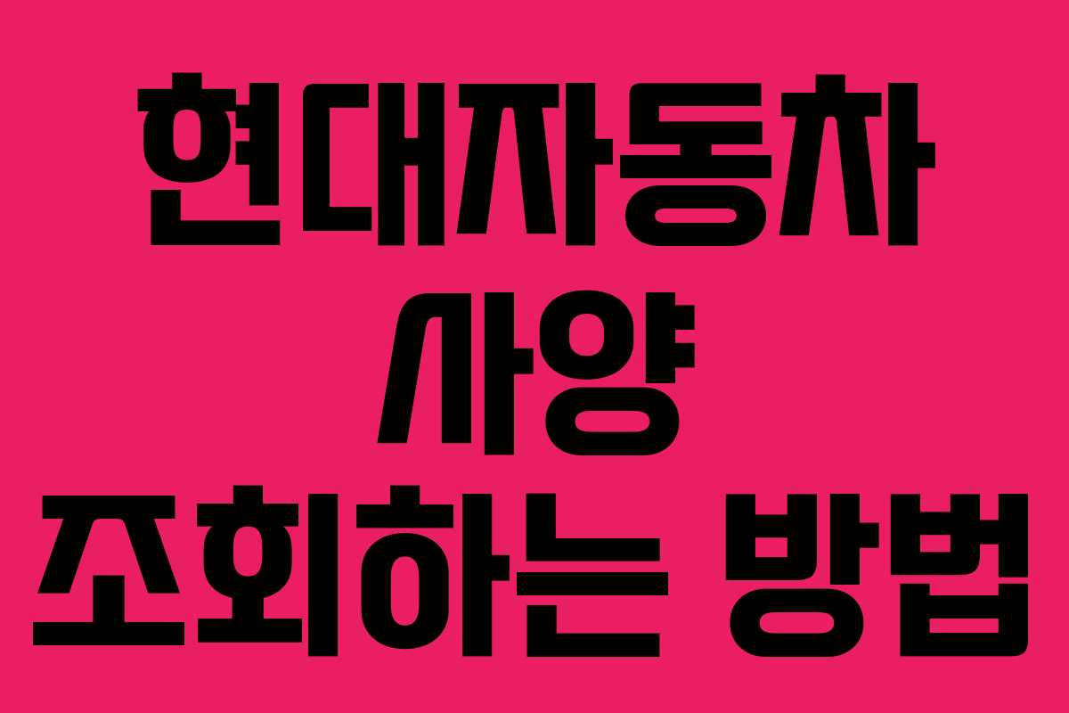 현대자동차 사양 조회하는 방법