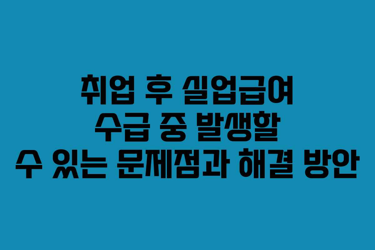 취업 후 실업급여 수급 중 발생할 수 있는 문제점과 해결 방안