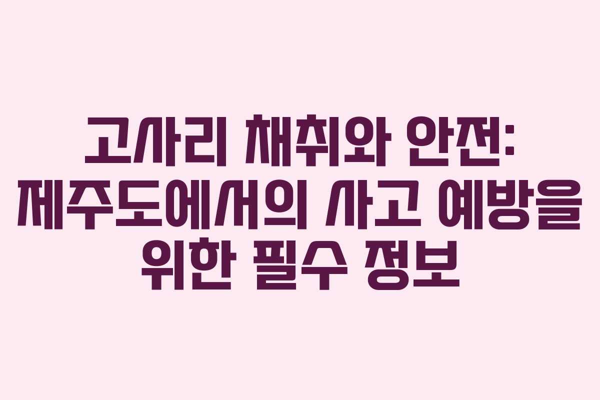 고사리 채취와 안전: 제주도에서의 사고 예방을 위한 필수 정보