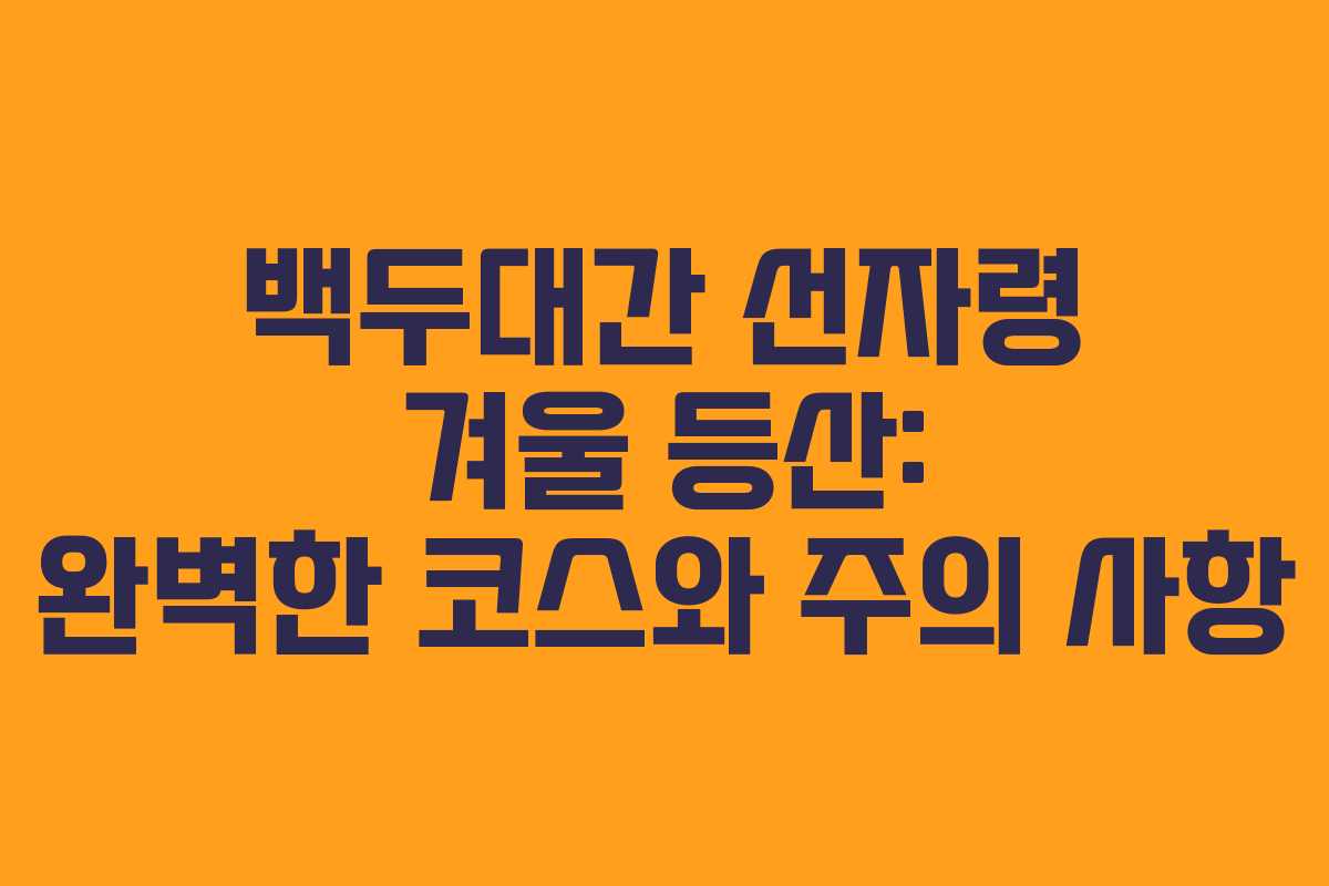 백두대간 선자령 겨울 등산: 완벽한 코스와 주의 사항