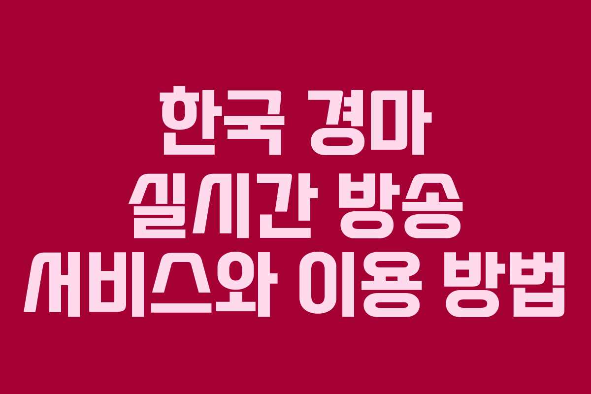 한국 경마 실시간 방송 서비스와 이용 방법