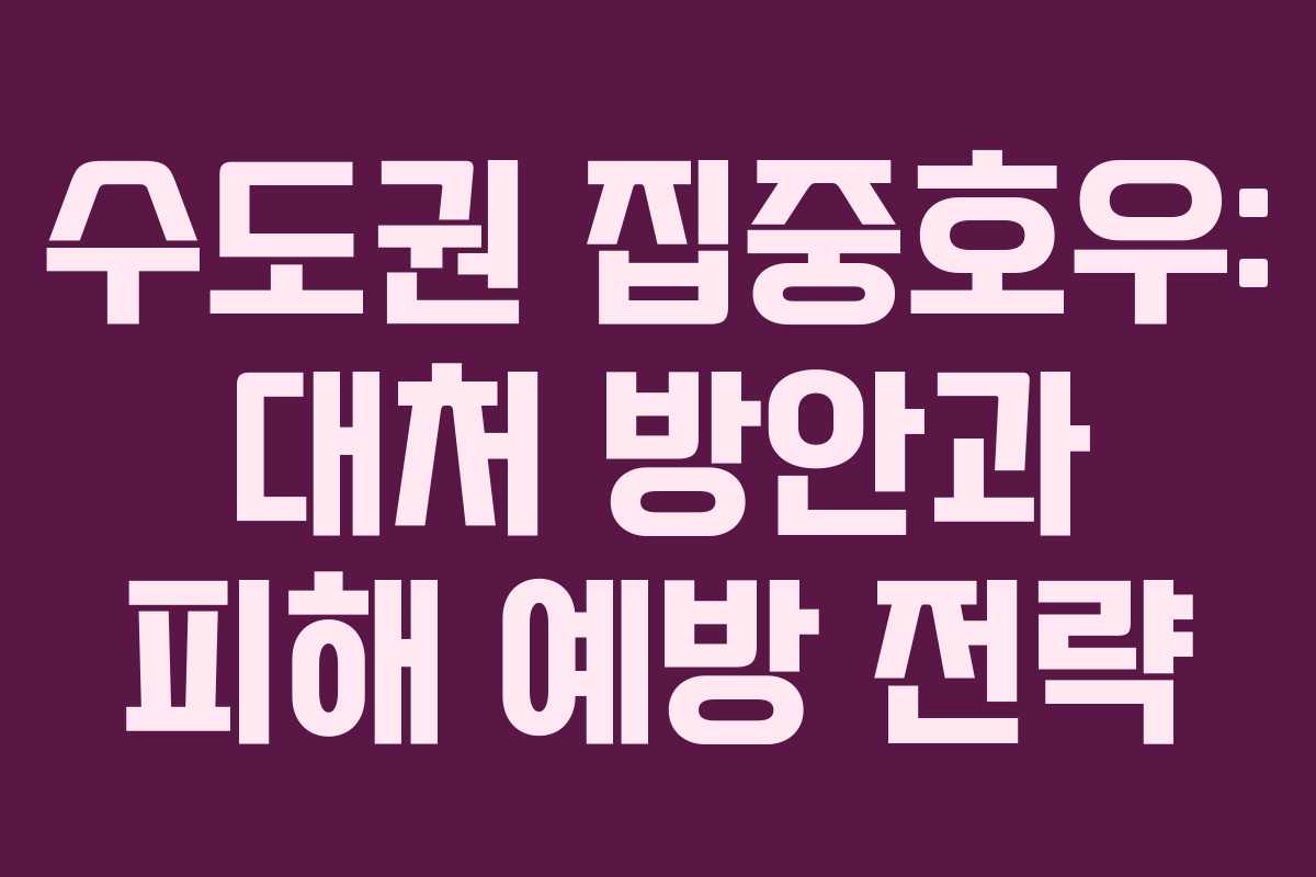 수도권 집중호우: 대처 방안과 피해 예방 전략