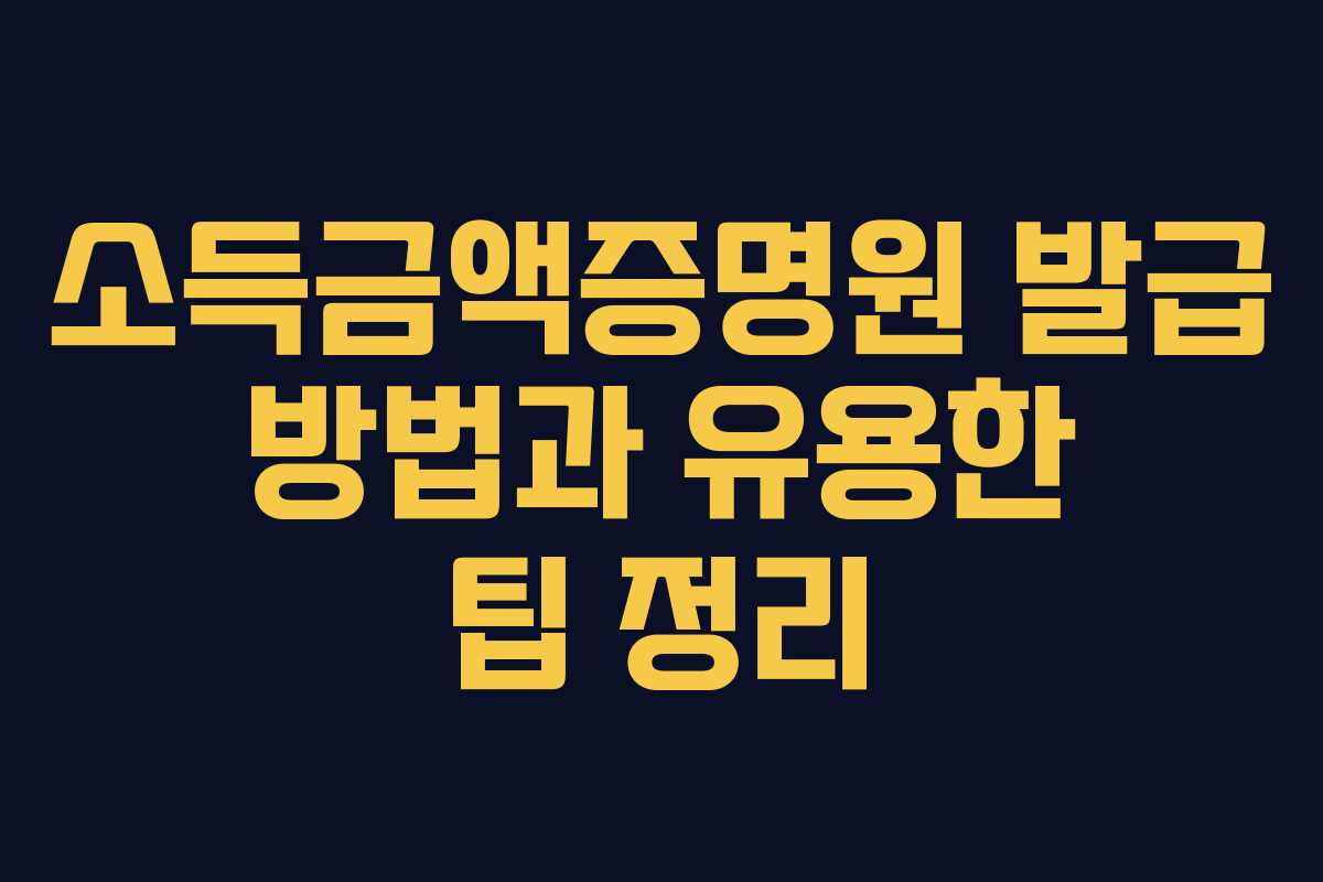 소득금액증명원 발급 방법과 유용한 팁 정리