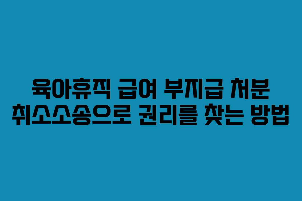 육아휴직 급여 부지급 처분 취소소송으로 권리를 찾는 방법