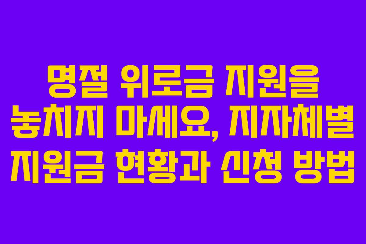 명절 위로금 지원을 놓치지 마세요, 지자체별 지원금 현황과 신청 방법