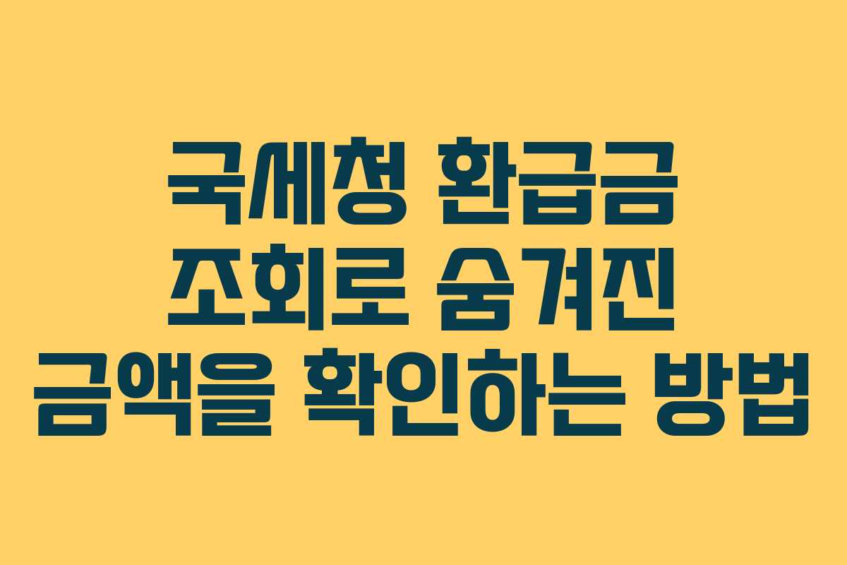 국세청 환급금 조회로 숨겨진 금액을 확인하는 방법