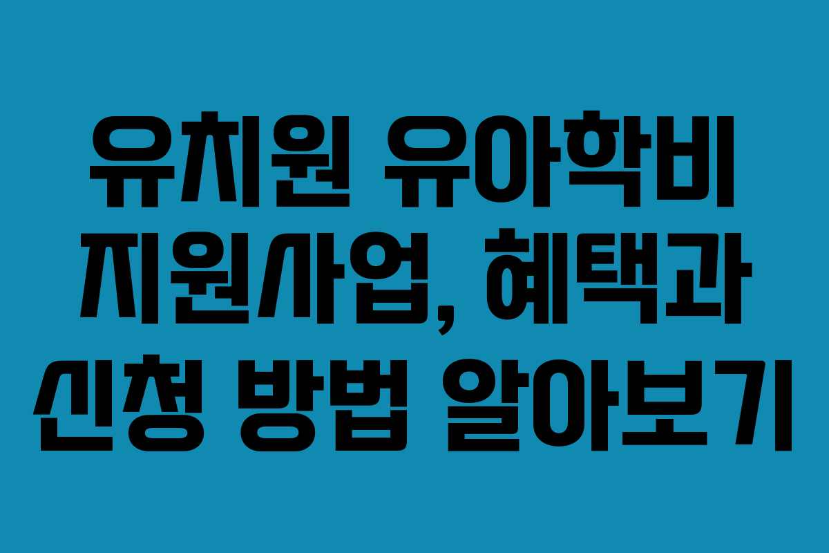 유치원 유아학비 지원사업, 혜택과 신청 방법 알아보기