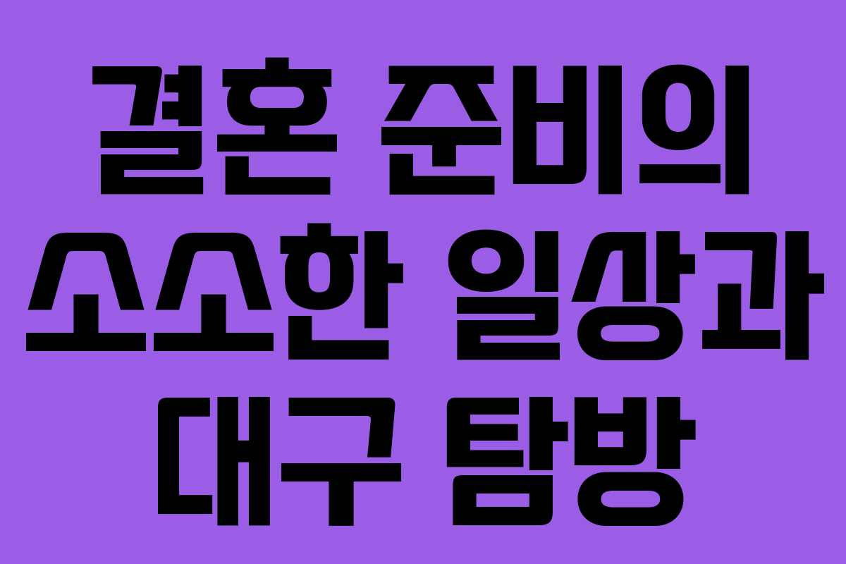 결혼 준비의 소소한 일상과 대구 탐방