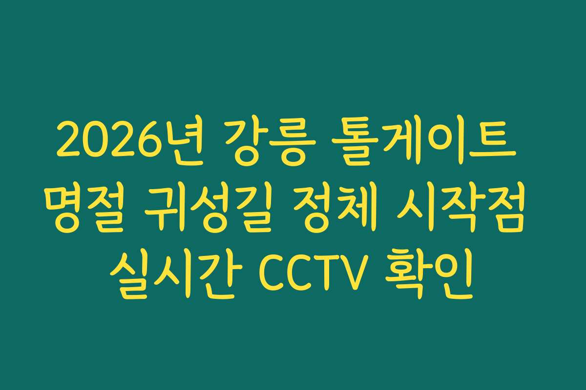 2026년 강릉 톨게이트 명절 귀성길 정체 시작점 실시간 CCTV 확인