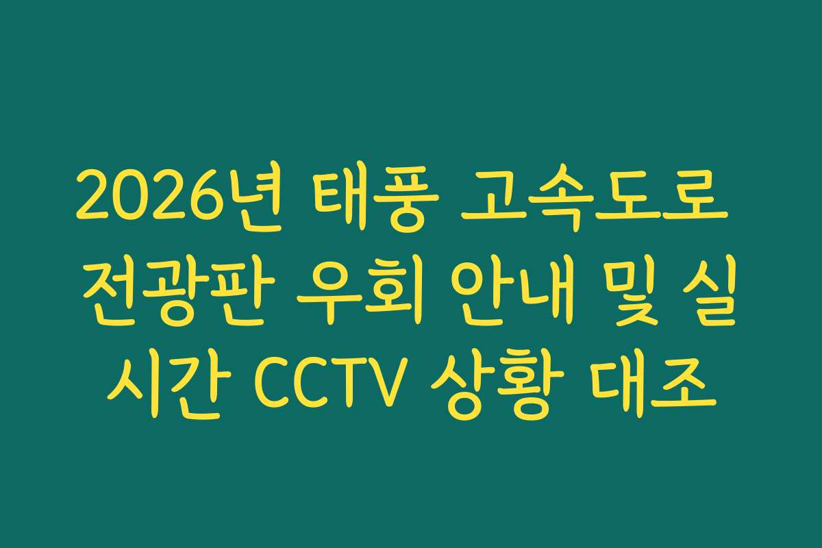 2026년 태풍 고속도로 전광판 우회 안내 및 실시간 CCTV 상황 대조