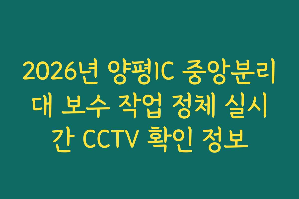 2026년 양평IC 중앙분리대 보수 작업 정체 실시간 CCTV 확인 정보