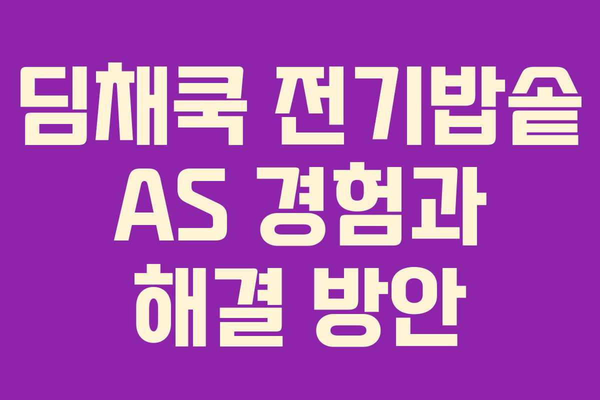 딤채쿡 전기밥솥 AS 경험과 해결 방안