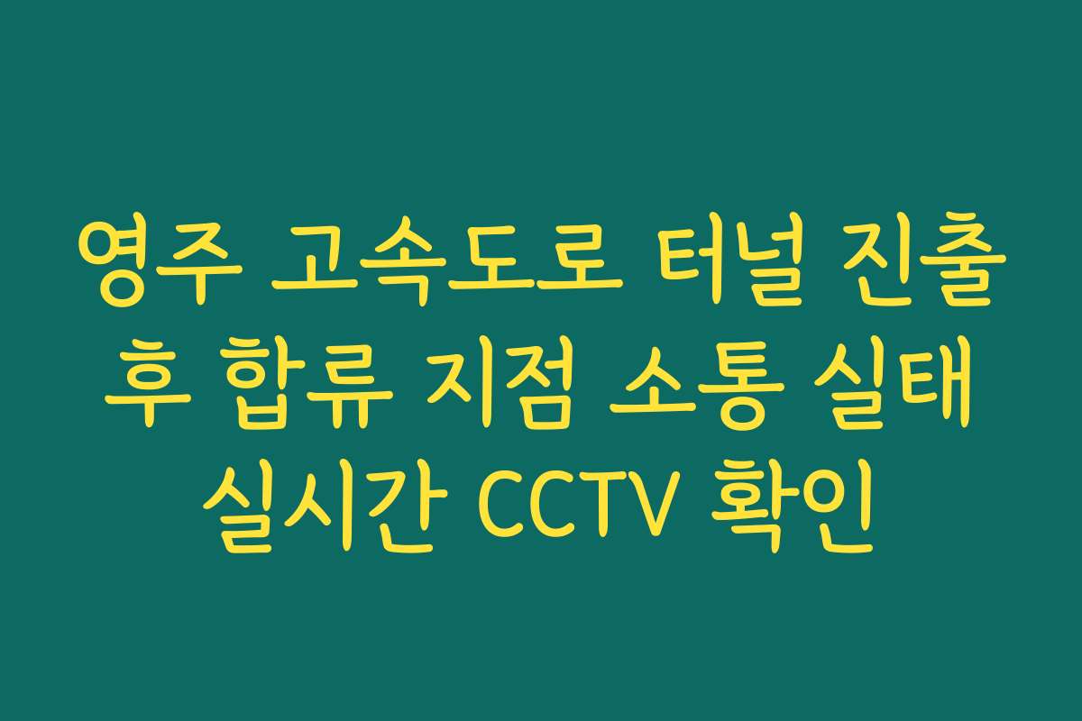 영주 고속도로 터널 진출 후 합류 지점 소통 실태 실시간 CCTV 확인