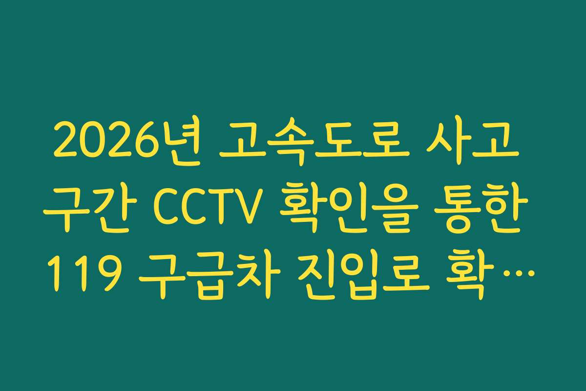 2026년 고속도로 사고 구간 CCTV 확인을 통한 119 구급차 진입로 확보 분석