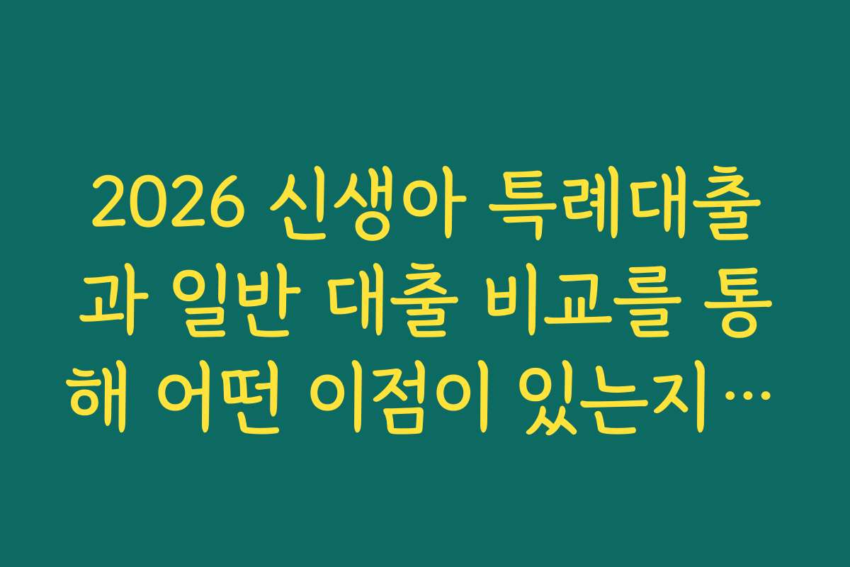 2026 신생아 특례대출과 일반 대출 비교를 통해 어떤 이점이 있는지 분석해보세요