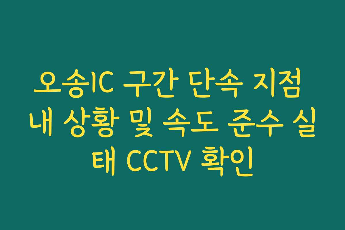 오송IC 구간 단속 지점 내 상황 및 속도 준수 실태 CCTV 확인