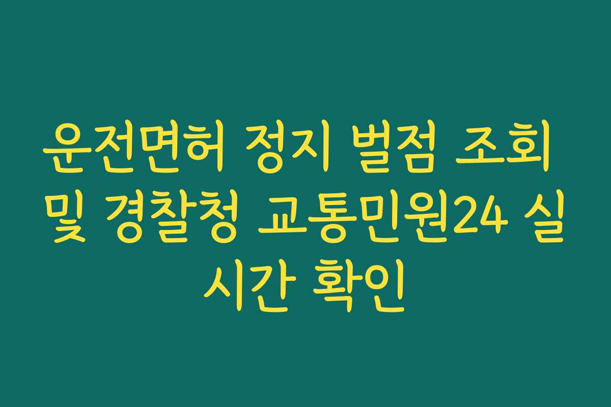 운전면허 정지 벌점 조회 및 경찰청 교통민원24 실시간 확인
