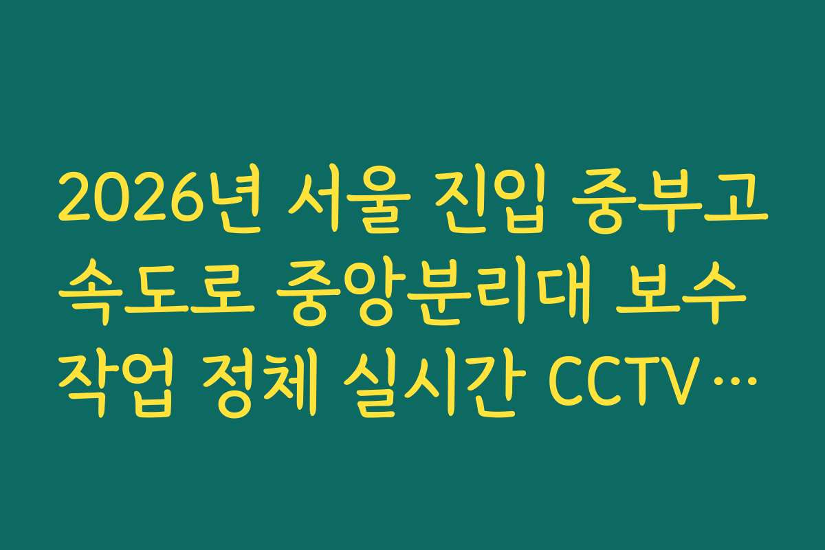 2026년 서울 진입 중부고속도로 중앙분리대 보수 작업 정체 실시간 CCTV 확인