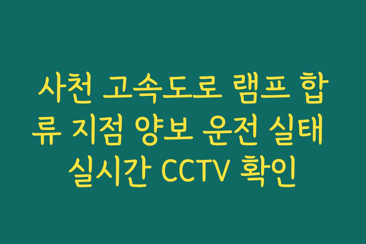사천 고속도로 램프 합류 지점 양보 운전 실태 실시간 CCTV 확인
