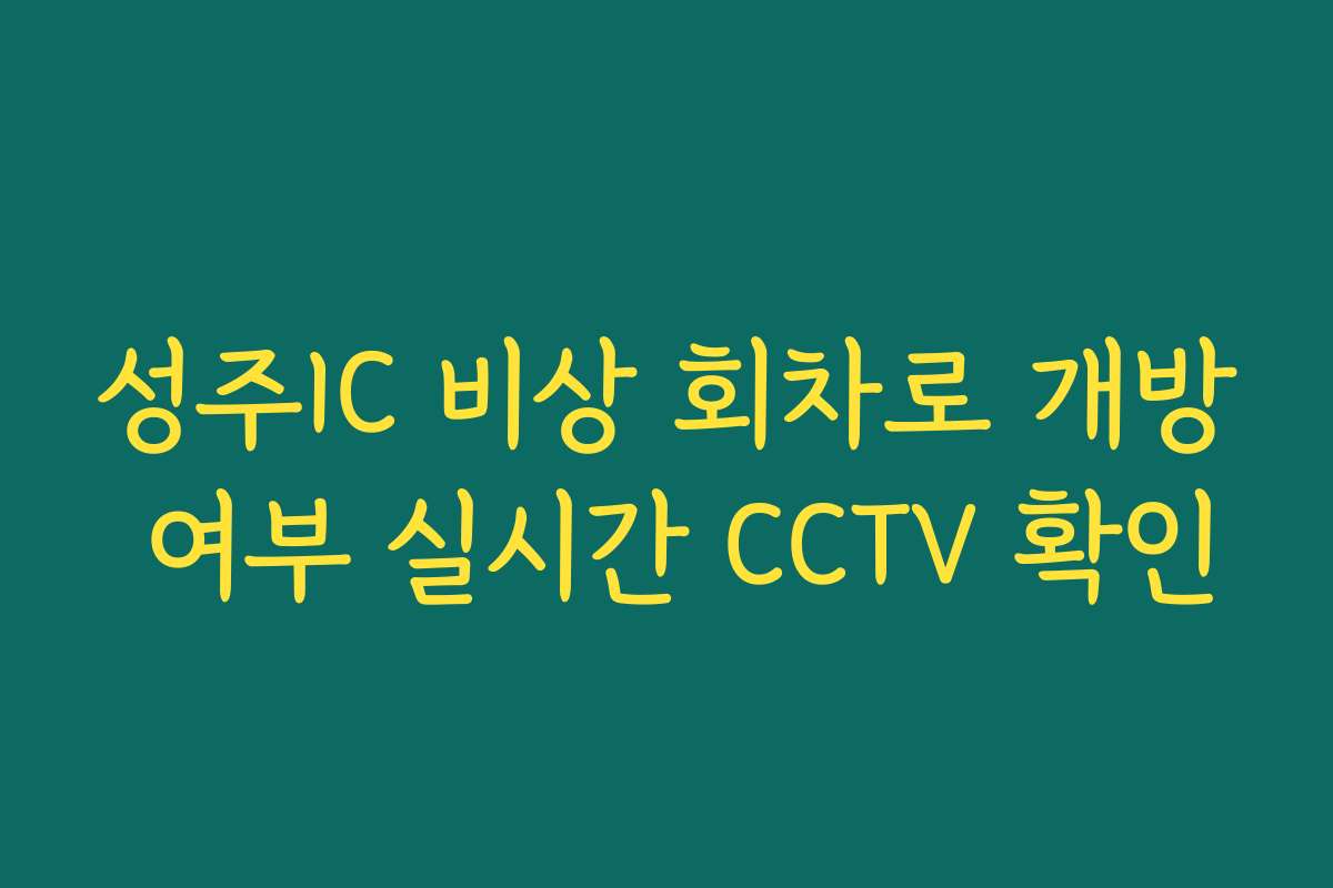 성주IC 비상 회차로 개방 여부 실시간 CCTV 확인
