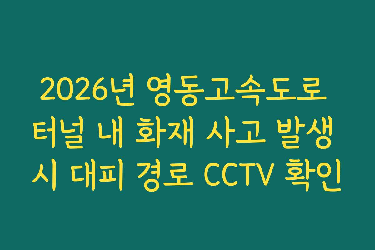 2026년 영동고속도로 터널 내 화재 사고 발생 시 대피 경로 CCTV 확인