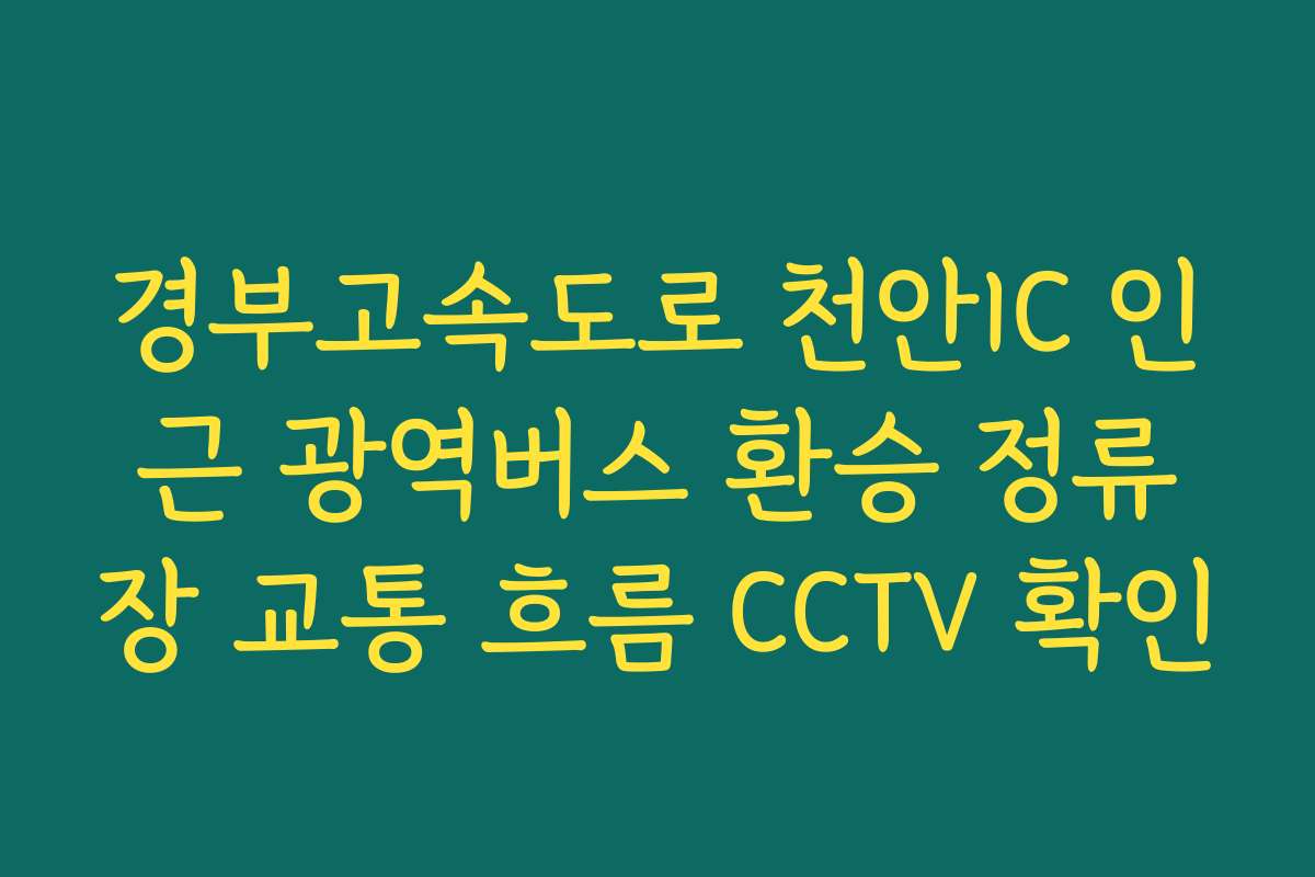 경부고속도로 천안IC 인근 광역버스 환승 정류장 교통 흐름 CCTV 확인
