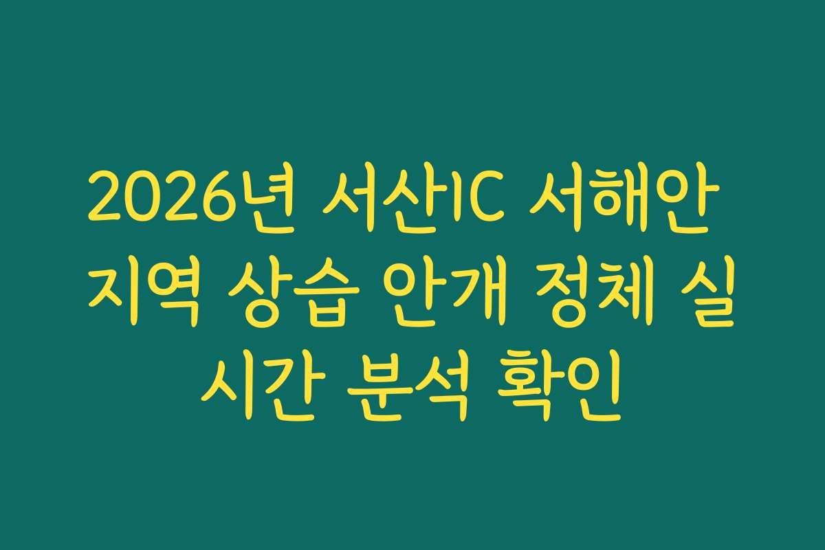 2026년 서산IC 서해안 지역 상습 안개 정체 실시간 분석 확인