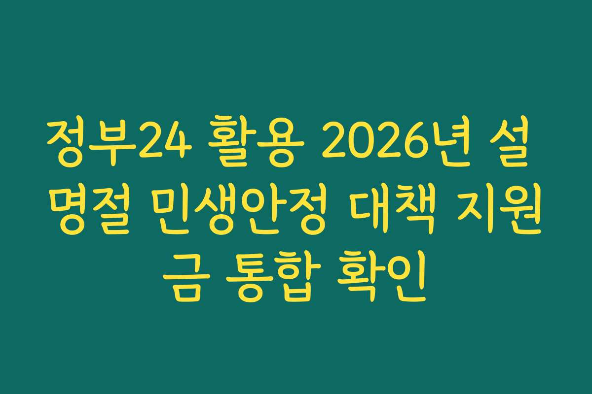 정부24 활용 2026년 설 명절 민생안정 대책 지원금 통합 확인