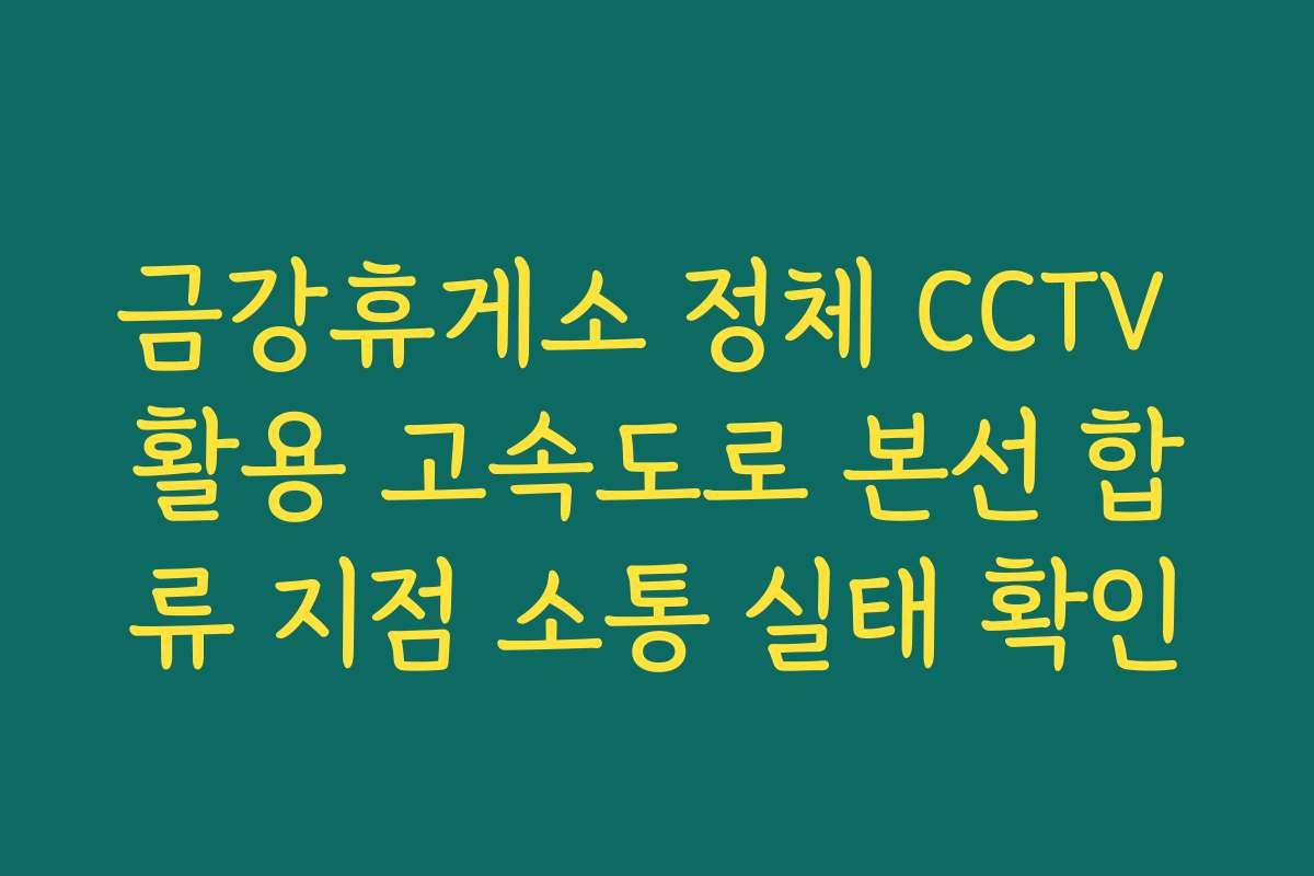 금강휴게소 정체 CCTV 활용 고속도로 본선 합류 지점 소통 실태 확인