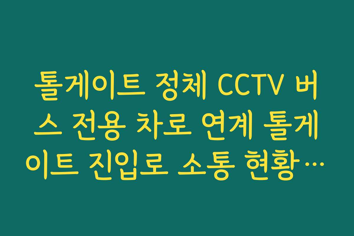 톨게이트 정체 CCTV 버스 전용 차로 연계 톨게이트 진입로 소통 현황 보기