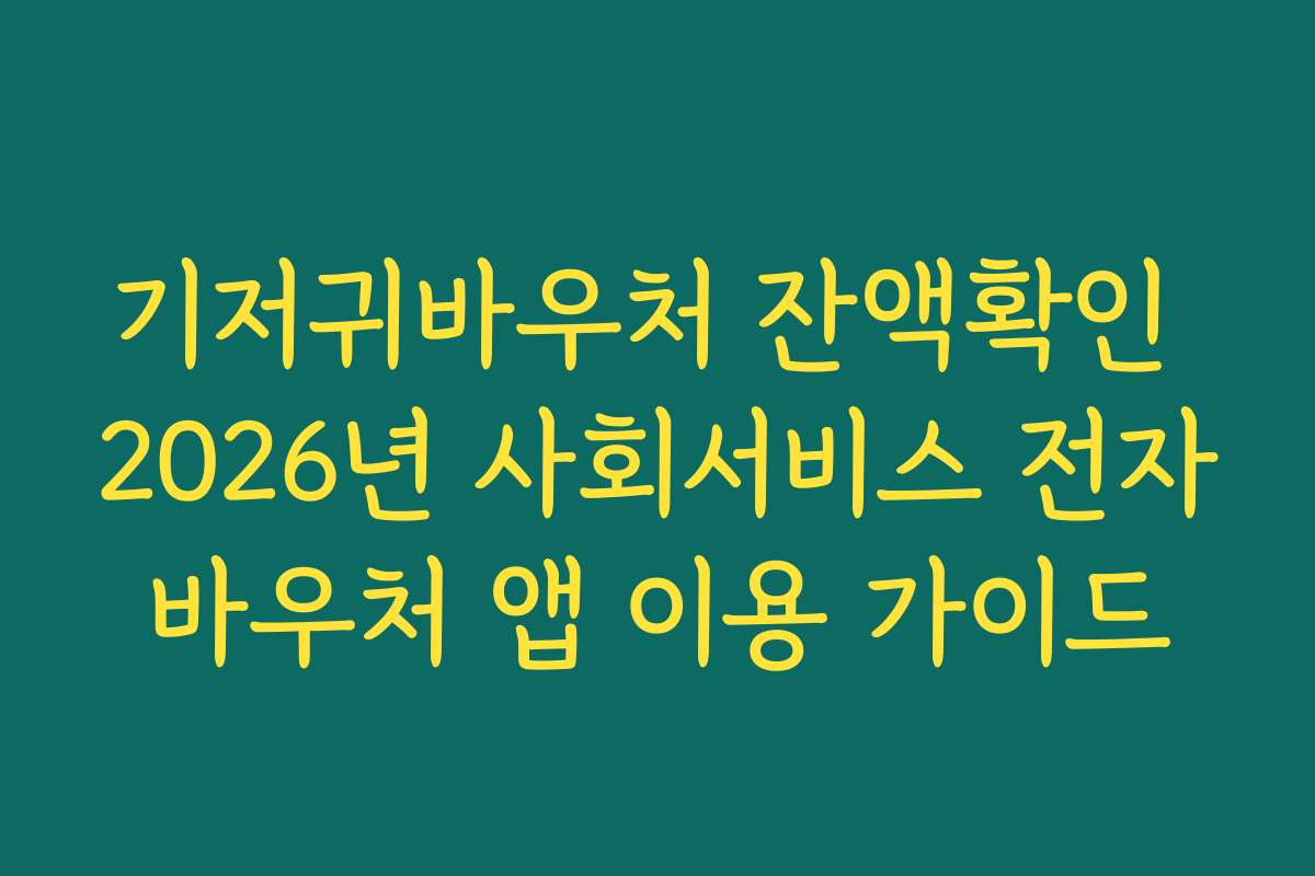 기저귀바우처 잔액확인 2026년 사회서비스 전자바우처 앱 이용 가이드