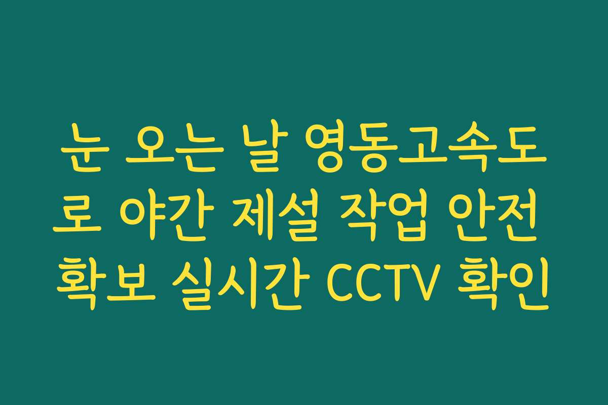 눈 오는 날 영동고속도로 야간 제설 작업 안전 확보 실시간 CCTV 확인