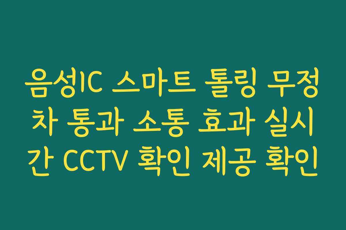 음성IC 스마트 톨링 무정차 통과 소통 효과 실시간 CCTV 확인 제공 확인