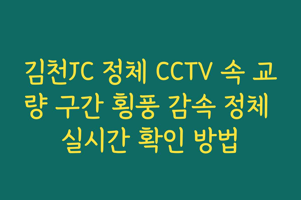 김천JC 정체 CCTV 속 교량 구간 횡풍 감속 정체 실시간 확인 방법