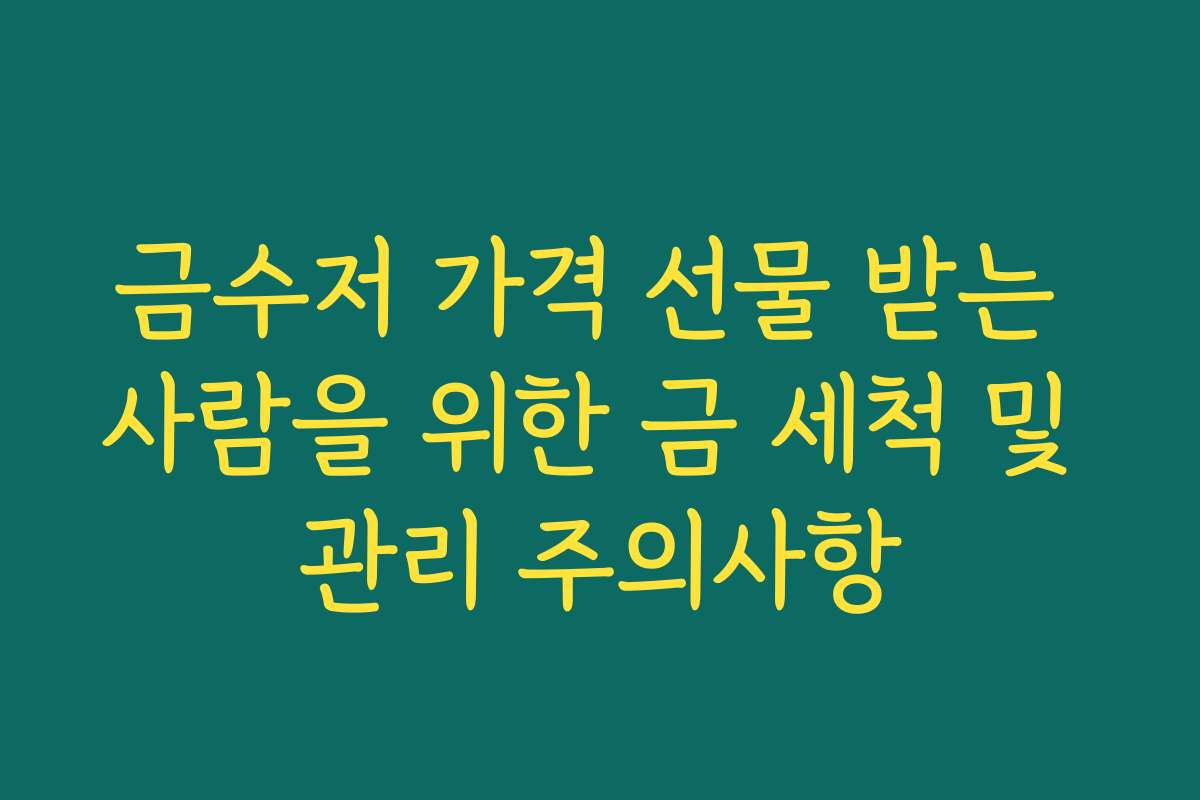 금수저 가격 선물 받는 사람을 위한 금 세척 및 관리 주의사항