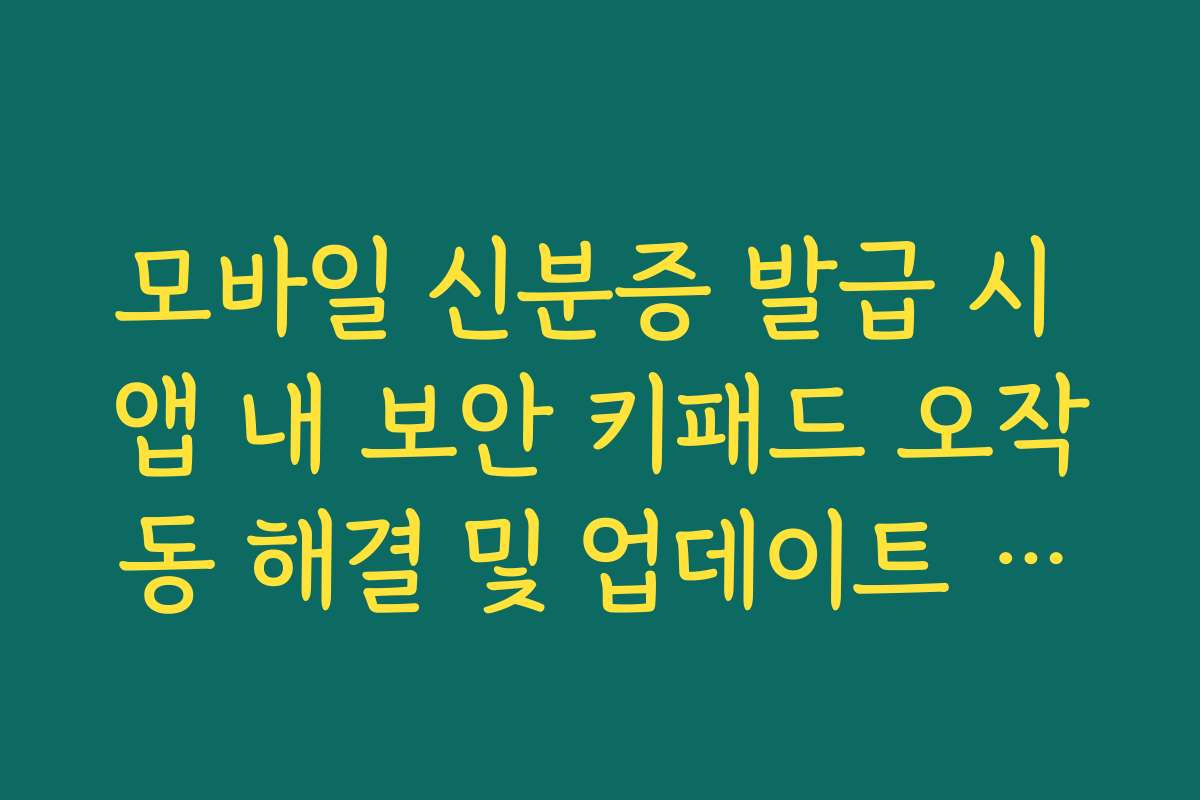 모바일 신분증 발급 시 앱 내 보안 키패드 오작동 해결 및 업데이트 가이드
