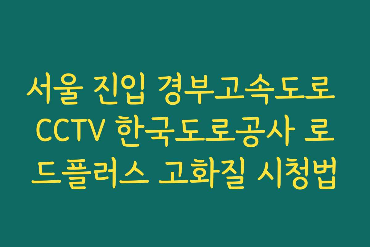 서울 진입 경부고속도로 CCTV 한국도로공사 로드플러스 고화질 시청법