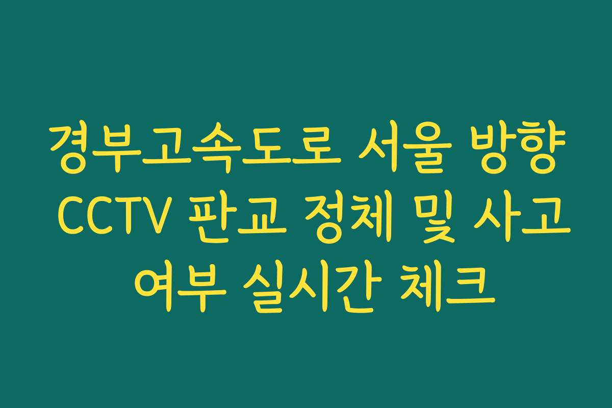경부고속도로 서울 방향 CCTV 판교 정체 및 사고 여부 실시간 체크