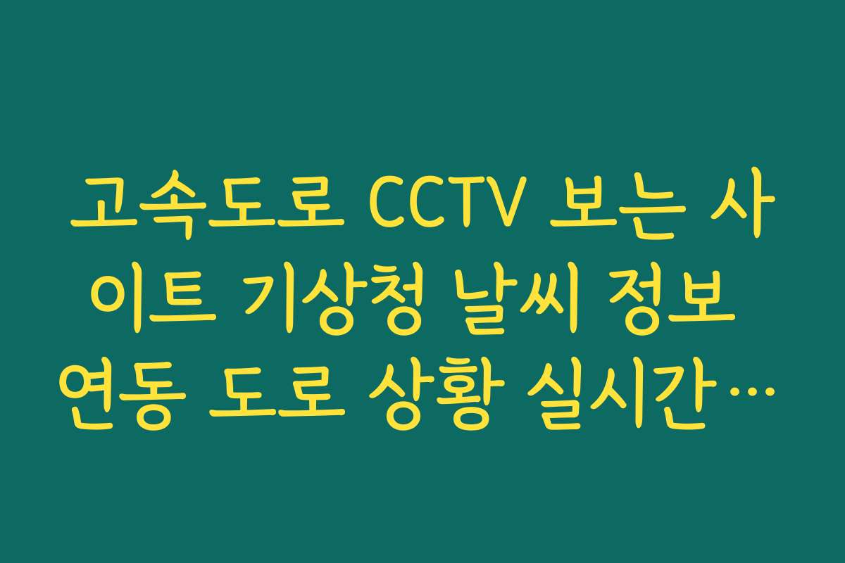 고속도로 CCTV 보는 사이트 기상청 날씨 정보 연동 도로 상황 실시간 사이트