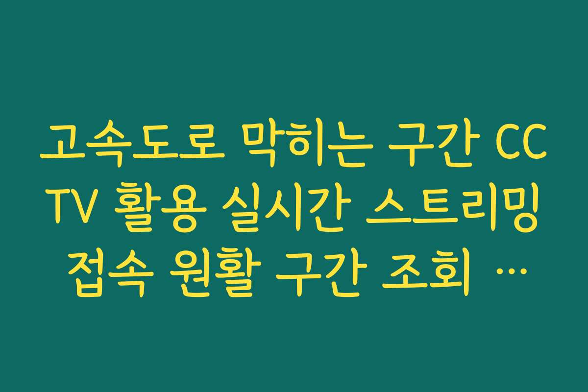 고속도로 막히는 구간 CCTV 활용 실시간 스트리밍 접속 원활 구간 조회 방법