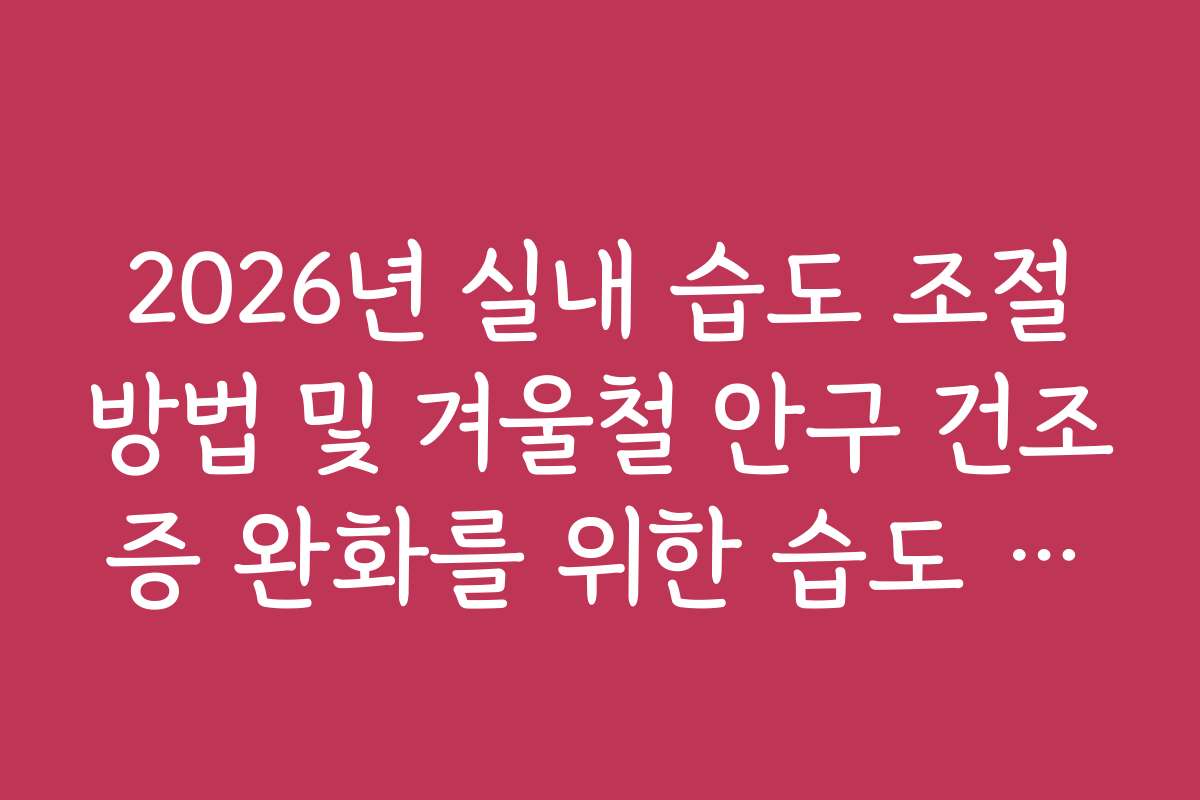 2026년 실내 습도 조절방법 및 겨울철 안구 건조증 완화를 위한 습도 세팅