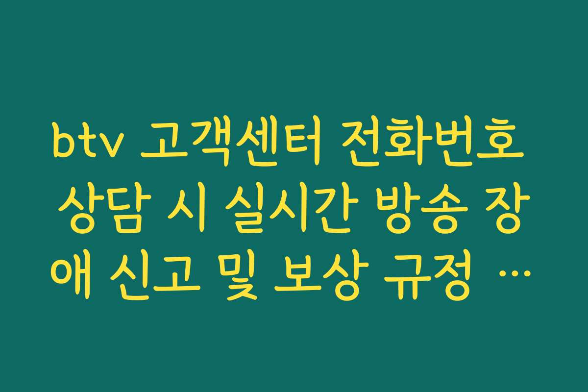 btv 고객센터 전화번호 상담 시 실시간 방송 장애 신고 및 보상 규정 확인법