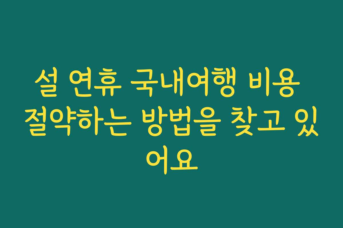 설 연휴 국내여행 비용 절약하는 방법을 찾고 있어요
