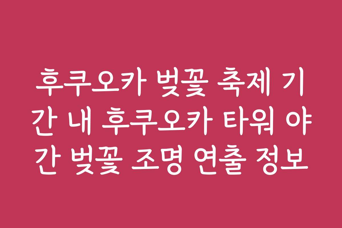 후쿠오카 벚꽃 축제 기간 내 후쿠오카 타워 야간 벚꽃 조명 연출 정보