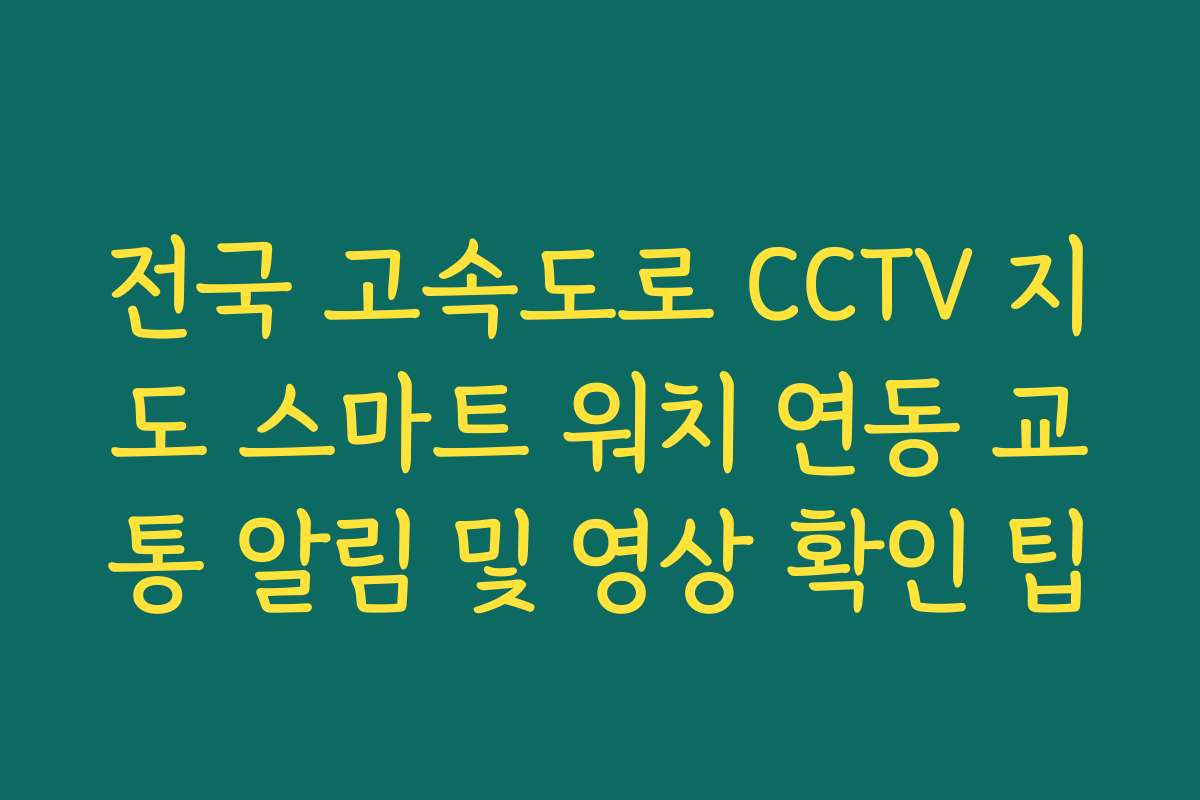 전국 고속도로 CCTV 지도 스마트 워치 연동 교통 알림 및 영상 확인 팁