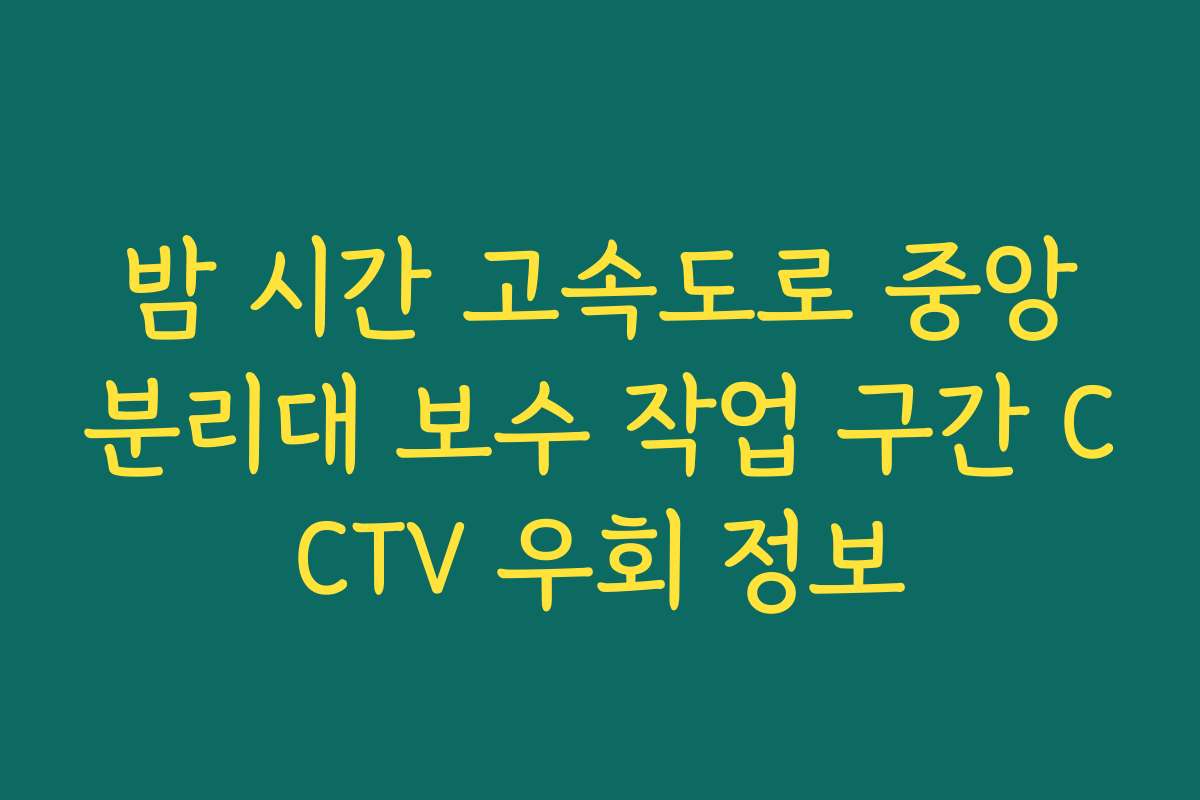 밤 시간 고속도로 중앙분리대 보수 작업 구간 CCTV 우회 정보