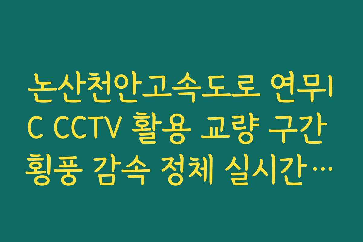 논산천안고속도로 연무IC CCTV 활용 교량 구간 횡풍 감속 정체 실시간 확인 방법
