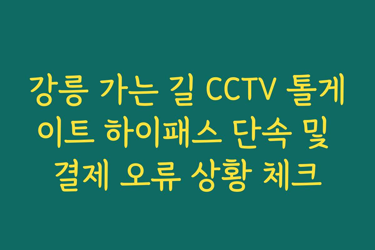 강릉 가는 길 CCTV 톨게이트 하이패스 단속 및 결제 오류 상황 체크